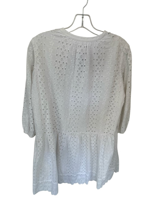 Shoshanna Size 4 White Cotton Long Balloon Sleeve Eyelet Lined Dress White / 4