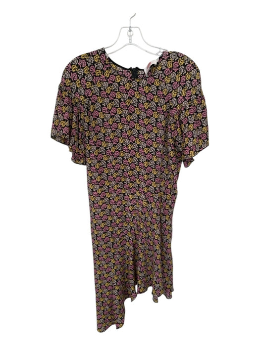 alc Size 8 Black & Pink Silk Floral Asymetrical short sleeve Dress Black & Pink / 8