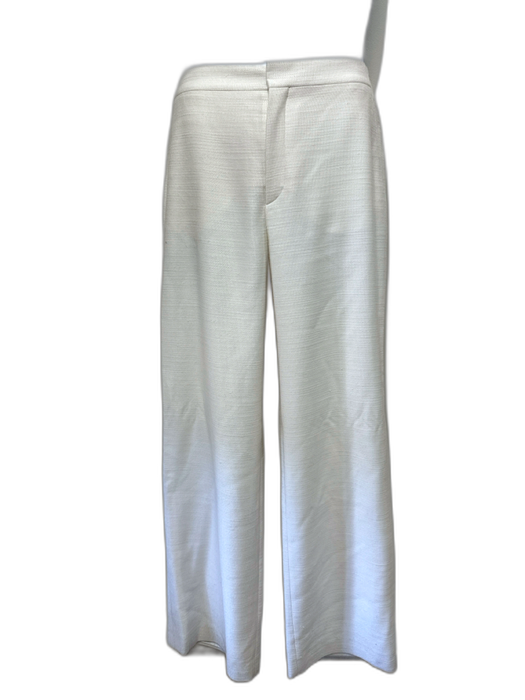 Chloe Size L / 42 Cream White Silk Textured Wide Leg Zip & Hook Pants Cream White / L / 42