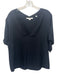Vince Size M Black Triacetate Short Sleeve V Neck Boxy Ribbed Trim Top Black / M