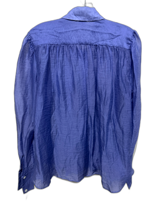 Secular Size M Purple Tencel Long Sleeve Collar Button Up Semi Sheer Top Purple / M