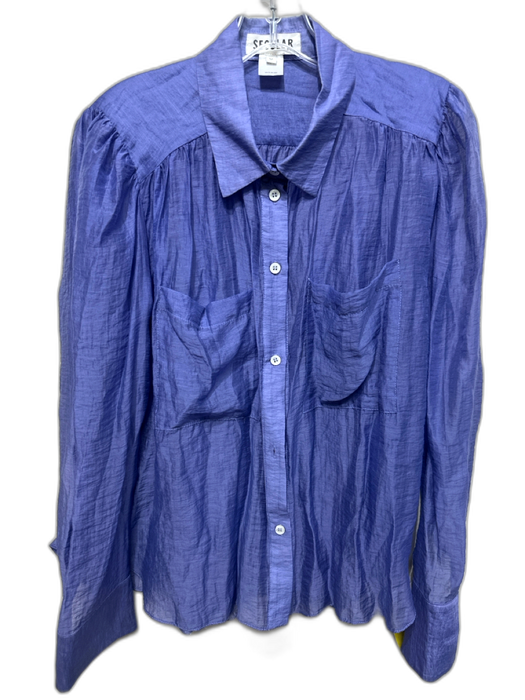 Secular Size M Purple Tencel Long Sleeve Collar Button Up Semi Sheer Top Purple / M