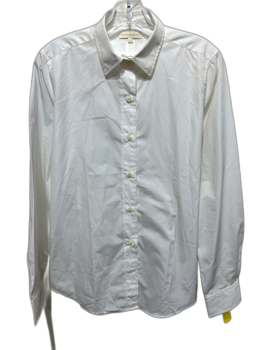 Ann Mashburn Size L White Cotton Long Sleeve Collar Button Down Top White / L