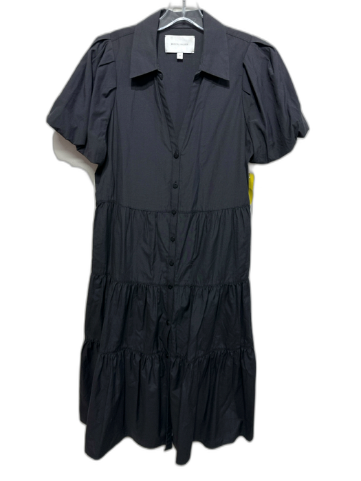 Brochu Walker Size M Charcoal Black Cotton & Polyester Short Puff Sleeve Dress Charcoal Black / M