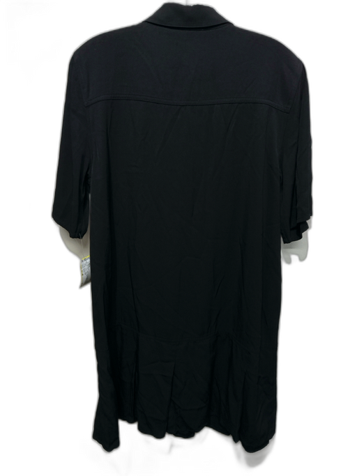 Ganni Size m / 40 Black Viscose Blend Short Sleeve Collar Half Button Dress Black / m / 40