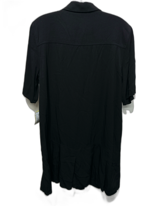 Ganni Size m / 40 Black Viscose Blend Short Sleeve Collar Half Button Dress Black / m / 40