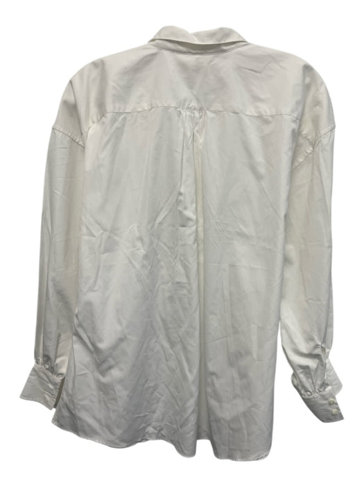 Ann Mashburn Size M White Cotton Long Sleeve Half Button Collar Top White / M
