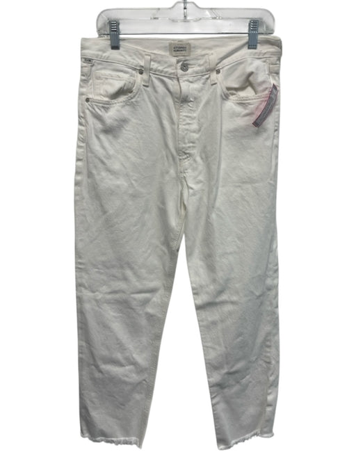 Citizens of Humanity Size 29 White Cotton Denim Raw Hem High Rise Jeans White / 29