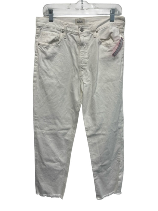 Citizens of Humanity Size 29 White Cotton Denim Raw Hem High Rise Jeans White / 29