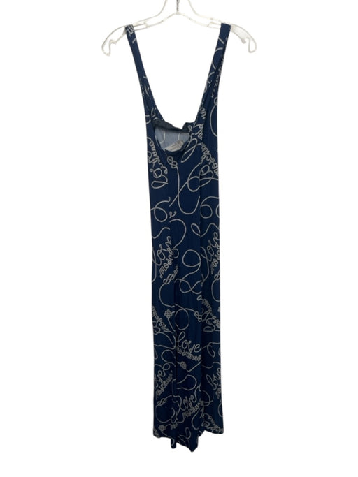 Love Moschino Size 10 Dark Blue & White Viscose Sleeveless Rope print Midi Dress Dark Blue & White / 10