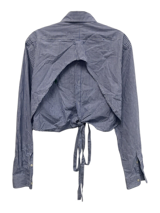 Marlene Rougier Size Est Small Blue & White Cotton Long Sleeve Gingham Top Blue & White / Est Small
