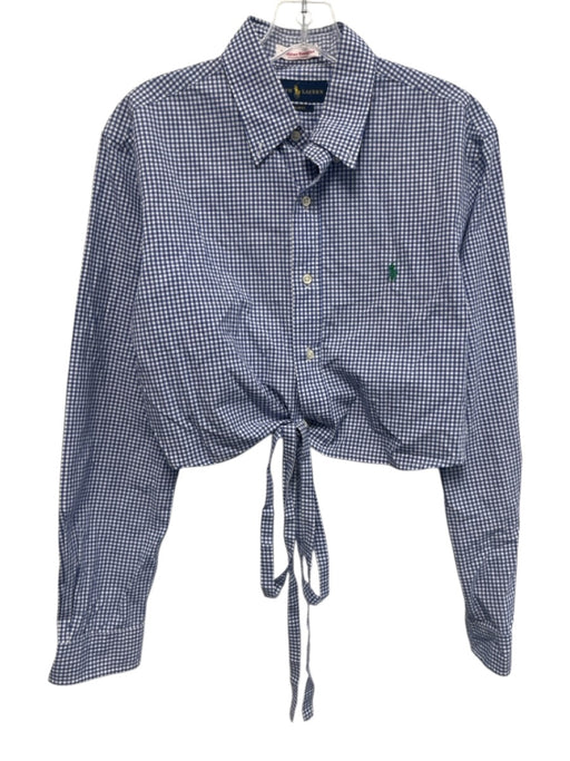 Marlene Rougier Size Est Small Blue & White Cotton Long Sleeve Gingham Top Blue & White / Est Small