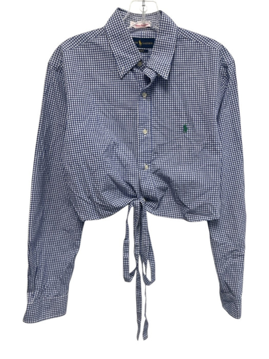 Marlene Rougier Size Est Small Blue & White Cotton Long Sleeve Gingham Top Blue & White / Est Small