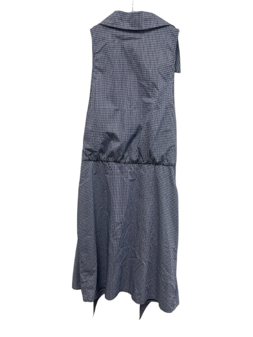 Cinq a Sept Size 10 Navy Blue & White Cotton Blend Sleeveless Plaid Dress Navy Blue & White / 10