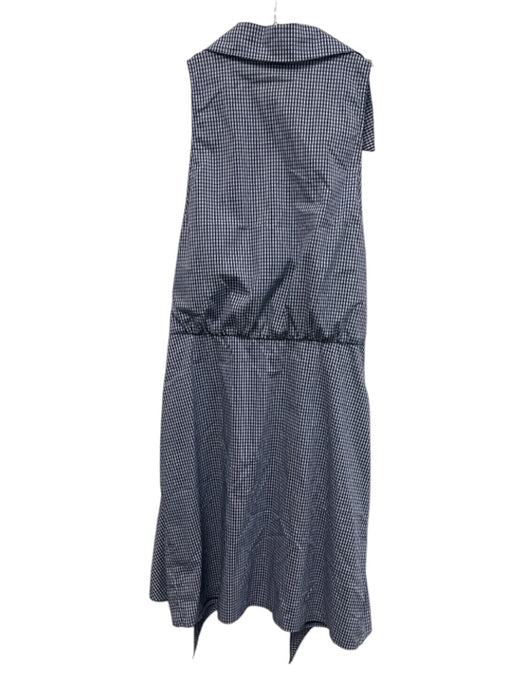 Cinq a Sept Size 10 Navy Blue & White Cotton Blend Sleeveless Plaid Dress Navy Blue & White / 10