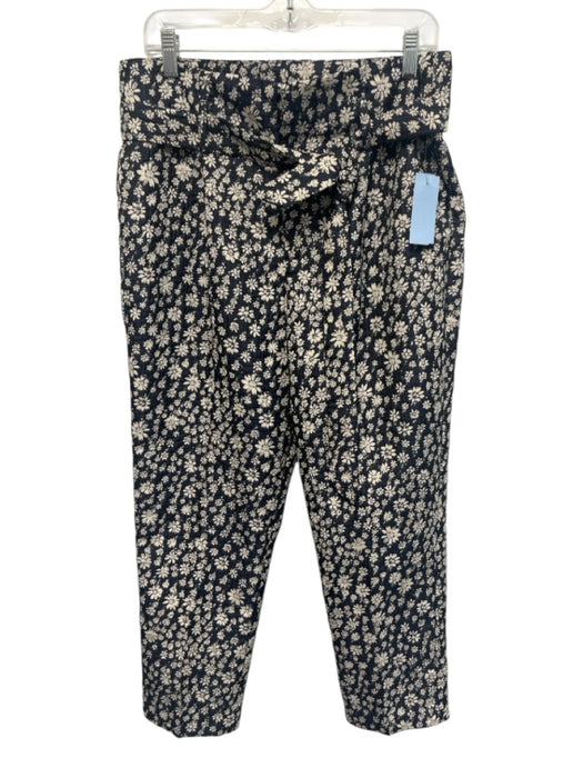 Tara Jarmon Size Est M Navy & white Polyester Blend Floral Jacquard Pants Navy & white / Est M