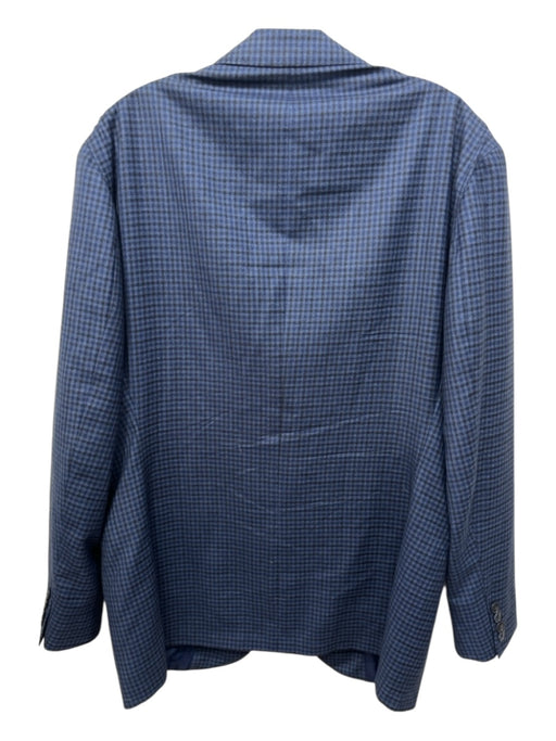 Lubiam Blue & Black Wool Blend Plaid Notch Lapel 2 Button Men's Blazer Blue & Black / 44