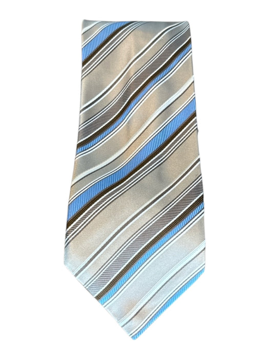 Brioni Silver & Brown Silk Striped Men's Ties Silver & Brown