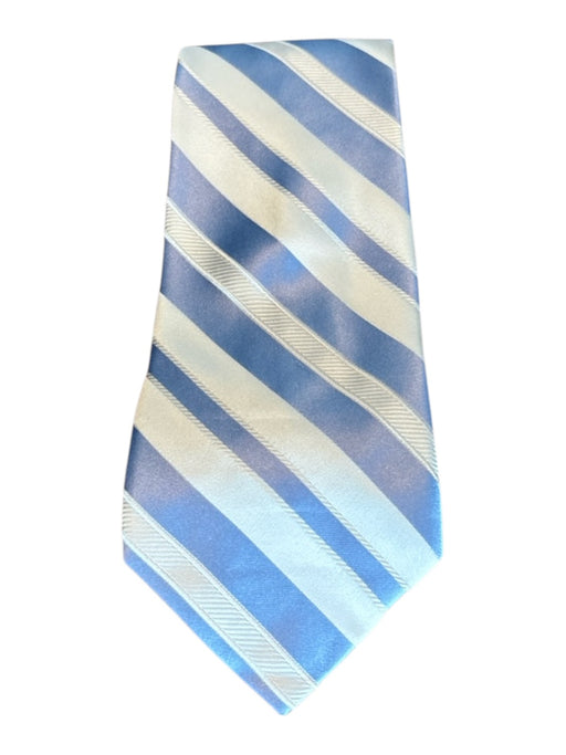 Valentino Light Blue & White Silk Striped Men's Ties Light Blue & White