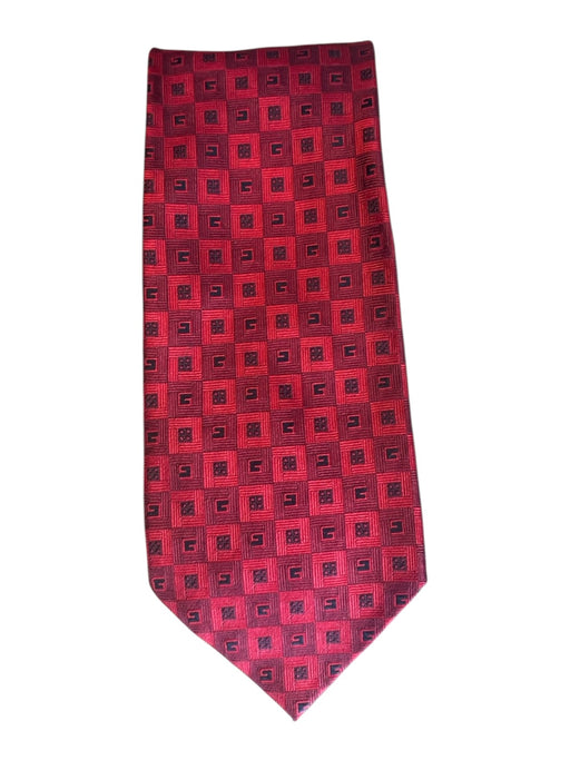 Gucci Red Silk G Motiff Plaid Men's Ties Red