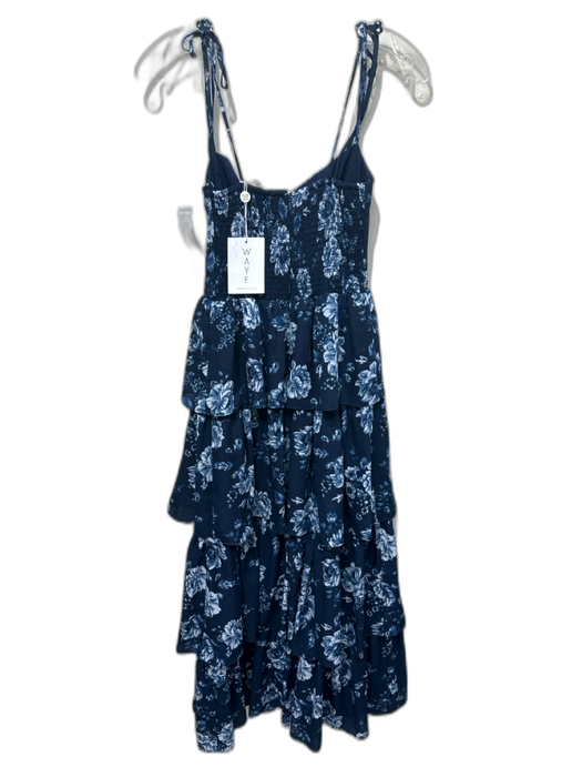 Wayf Size S Blue Multi Polyester Sleeveless Floral Print Tiered Midi Dress Blue Multi / S