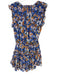 Misa Size S blue floral Polyester Front Tie Rouched Sleeveless Mini Dress blue floral / S