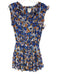 Misa Size S blue floral Polyester Front Tie Rouched Sleeveless Mini Dress blue floral / S