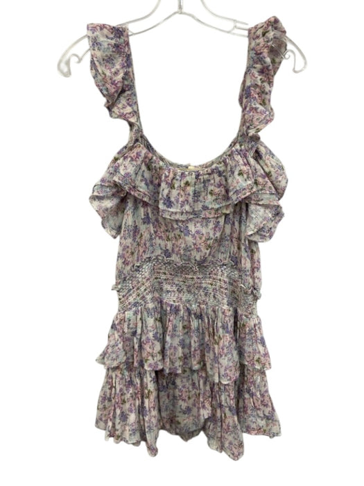 Love Shack Fancy Size XS purple floral Cotton Front Button Closure Tiered Dress purple floral / XS