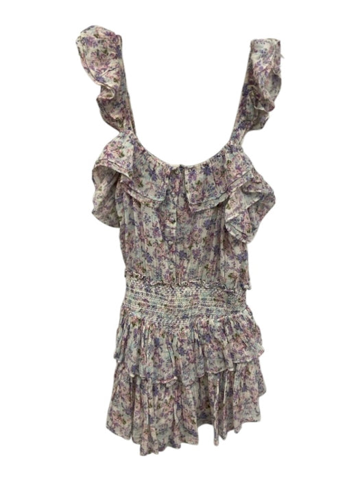 Love Shack Fancy Size XS purple floral Cotton Front Button Closure Tiered Dress purple floral / XS