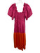 Crosby Size Est. S/M Pink & Orange Cotton with pockets Puff Sleeve Rouched Dress Pink & Orange / Est. S/M
