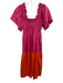 Crosby Size Est. S/M Pink & Orange Cotton with pockets Puff Sleeve Rouched Dress Pink & Orange / Est. S/M