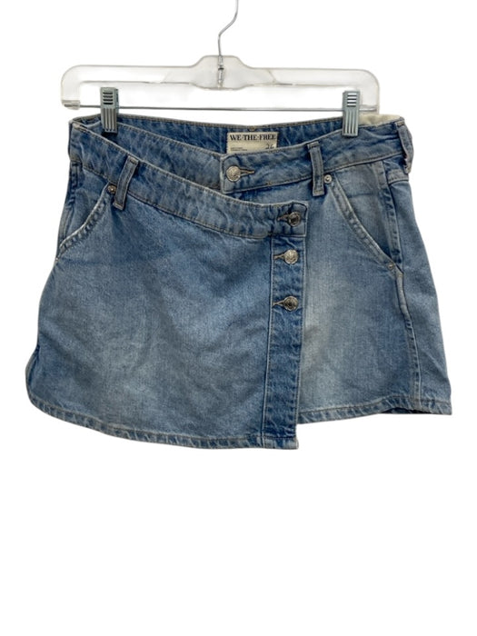 We The Free Size 26 Light Wash jean Button Zip Back + Front Pockets Skirt Light Wash / 26