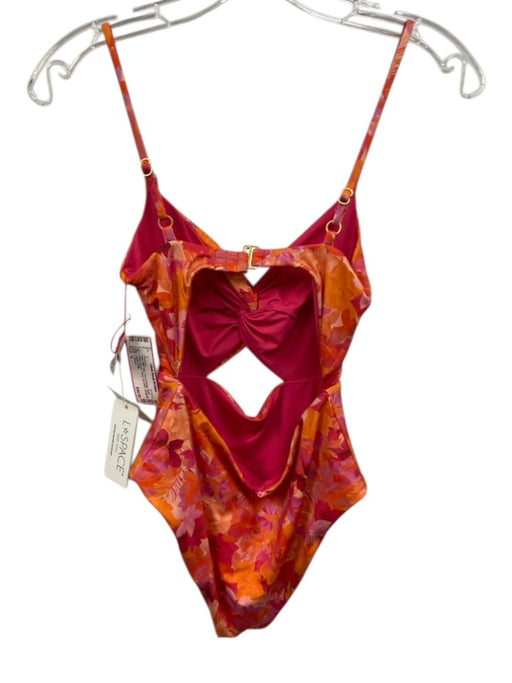 L Space Size 6 Pink & Orange Nylon clasp closure Floral One piece Swimsuit Pink & Orange / 6