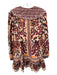 Farm Rio Size M Cream, Red, Orange, Brown Cotton Long Sleeve 1/2 Button Dress Cream, Red, Orange, Brown / M