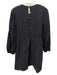 Ganni Size 40 Black Cotton Long Sleeve Smocked Waist Button Up Back Dress Black / 40