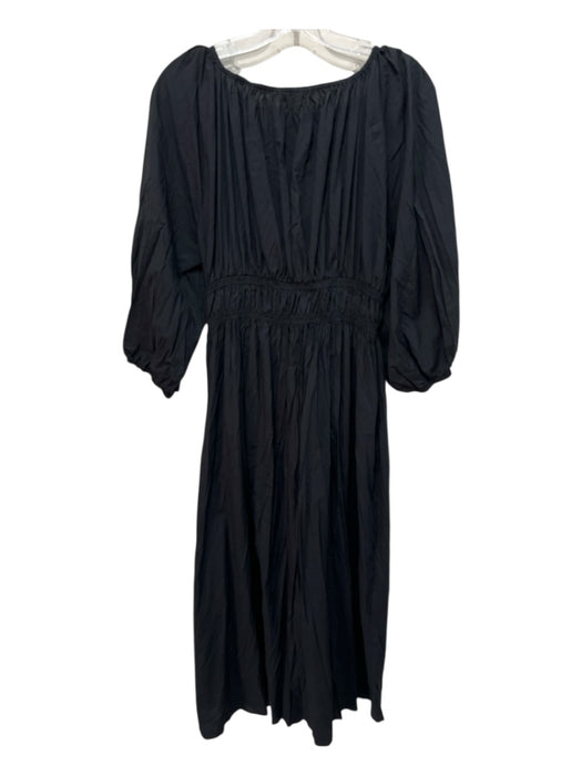 Madewell Size 6 Black Cotton Long Sleeve Solid V Neck Maxi Dress Black / 6
