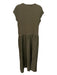 MNG Size XL Olive Green Cotton Blend Short Sleeve Solid Fabric Block Maxi Dress Olive Green / XL