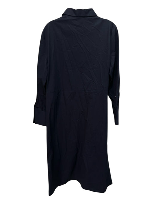 Zara Size L Navy Blue Cotton Short Sleeve Solid Button Up & Collar Maxi Dress Navy Blue / L