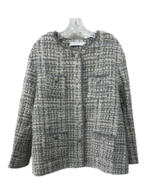 ASTR The Label Size L Gray & Cream Wool Blend silver tone hardware Tweed Coat Gray & Cream / L