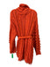 Farm Rio Size L Hot Orange Acrylic Blend Long Sleeve Fringe Ball Detail Cardigan Hot Orange / L