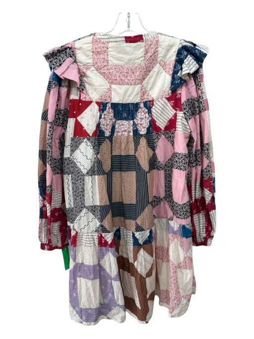 Sea New York Size M White, Blue, Multi Cotton Long Sleeve Patchwork Dress White, Blue, Multi / M