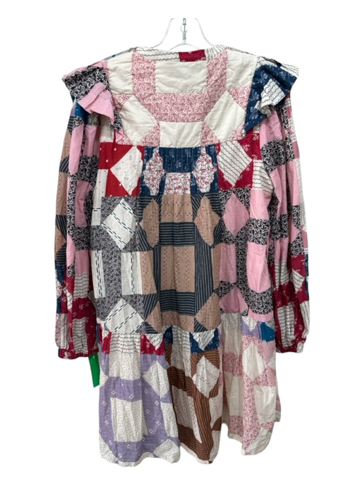 Sea New York Size M White, Blue, Multi Cotton Long Sleeve Patchwork Dress White, Blue, Multi / M