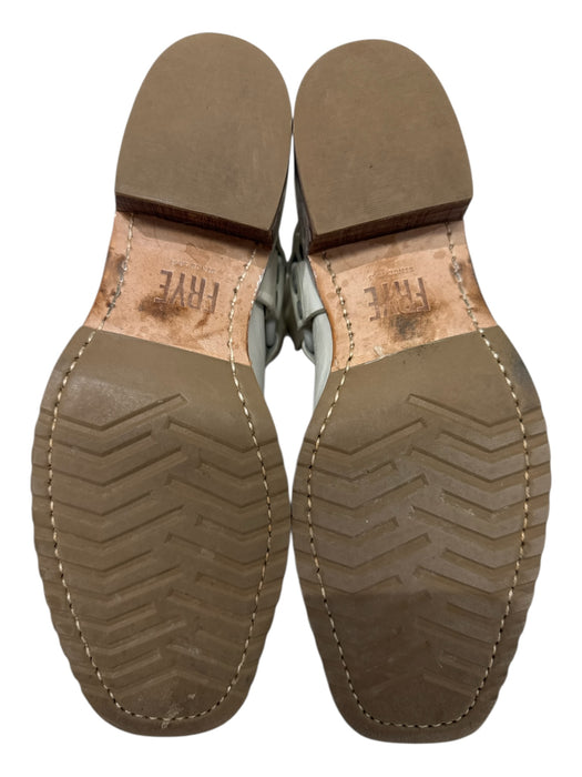 Frye Shoe Size 9.5 White Leather Upper Square Toe Solid O Ring Booties White / 9.5