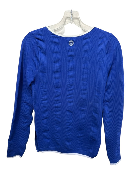 Tory Sport Size M Blue & White Rayon Blend Zig Zag Perforated Long Sleeve Top Blue & White / M