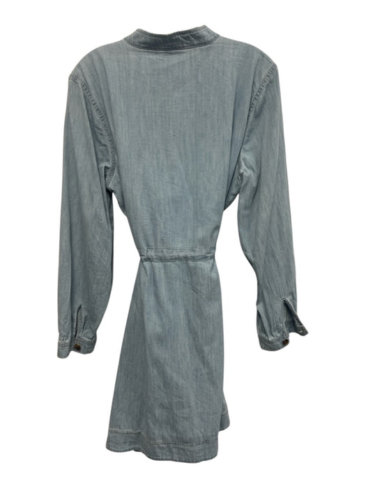 Spartina 449 Size M Light Blue Cotton Long Sleeve Button Front Tie Waist Dress Light Blue / M