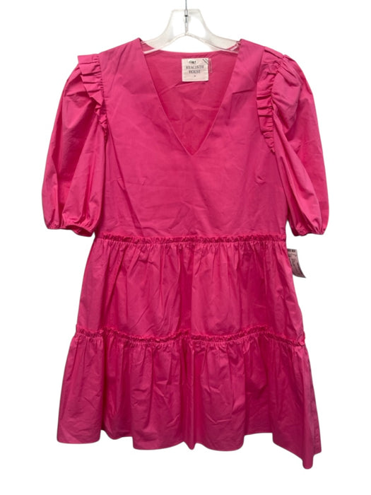 Hyacinth House Size M Hot pink Cotton Puff Sleeves V Neck Mini Dress Hot pink / M