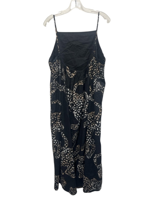 Desmond & Dempsey Size L Black & Cream Cotton Square Neck Printed Maxi Dress Black & Cream / L