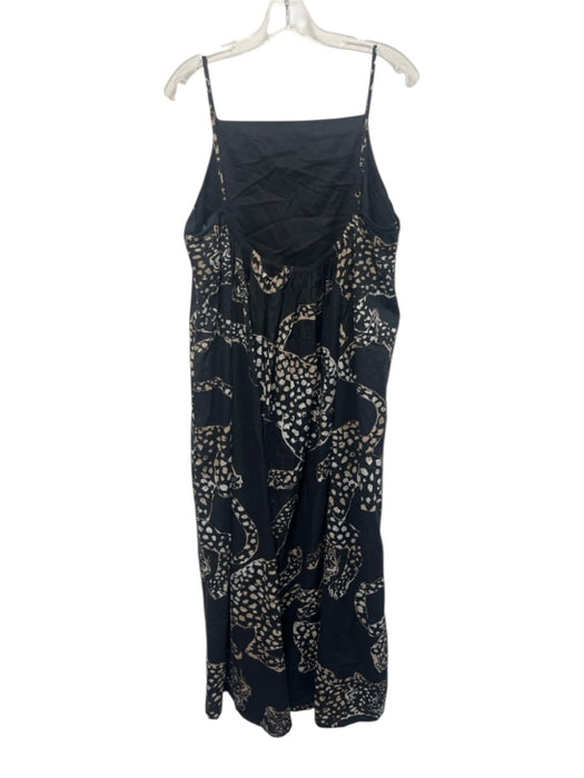 Desmond & Dempsey Size L Black & Cream Cotton Square Neck Printed Maxi Dress Black & Cream / L