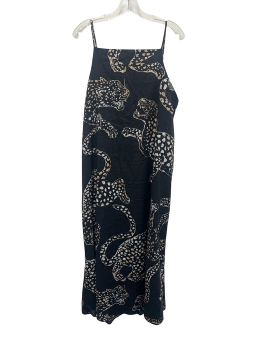 Desmond & Dempsey Size L Black & Cream Cotton Square Neck Printed Maxi Dress Black & Cream / L