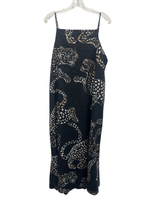 Desmond & Dempsey Size L Black & Cream Cotton Square Neck Printed Maxi Dress Black & Cream / L